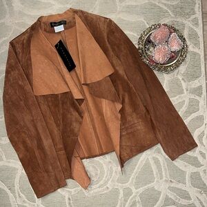 NWT🌷BAGATELLE🌷Brown suede leather open front jacket